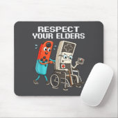 Tapis De Souris Respect Your Elders Retro Gaming Funny Controller  (Avec souris)