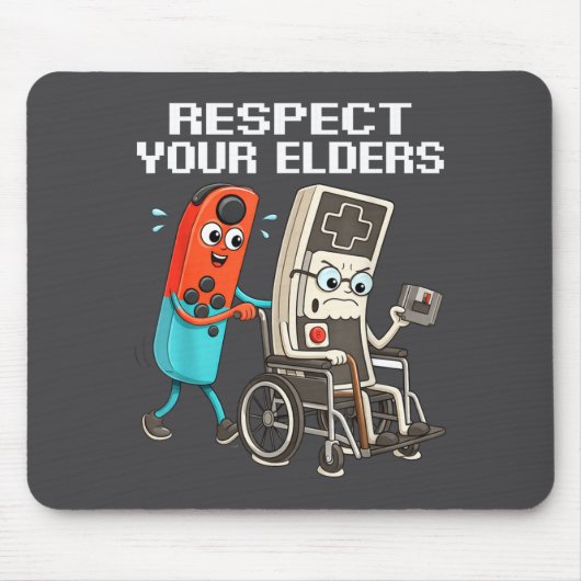 Tapis De Souris Respect Your Elders Retro Gaming Funny Controller  (Devant)