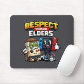 Tapis De Souris Respect Your Elders Retro Gaming Funny Gamer Contr (Avec souris)