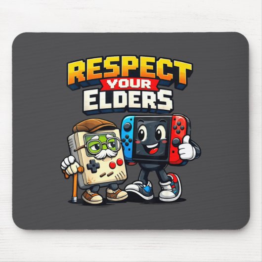 Tapis De Souris Respect Your Elders Retro Gaming Funny Gamer Contr (Devant)