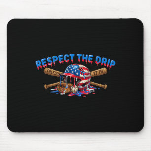 Tapis De Souris Respecter le goutte à goutte patriotique baseball
