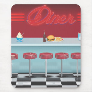 Tapis De Souris Restaurant Diner Américain Tout Américain