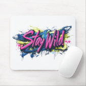 Tapis De Souris "Reste Sauvage" - Conception de texte de style gra (Avec souris)