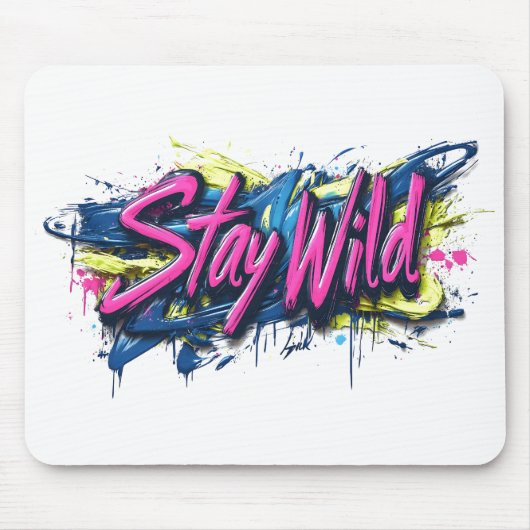 Tapis De Souris "Reste Sauvage" - Conception de texte de style gra (Devant)