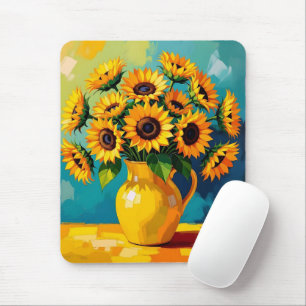 Tapis De Souris Rester en contact Fleurs jaunes
