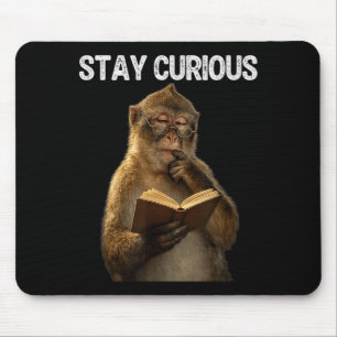 Tapis De Souris Restez curieux singe drôle bibliophile lisant un l