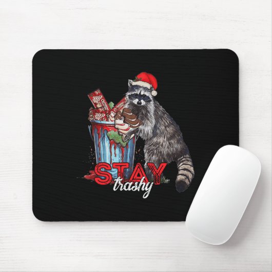 Tapis De Souris Restez trashy Christmas Raccoon Xmas Trash Panda R (Avec souris)