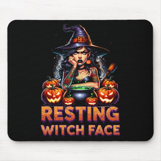 Tapis De Souris Resting Witch Face Funny Sarcastic Halloween Rude (Devant)