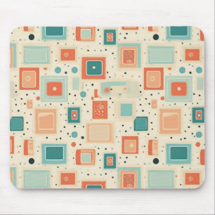 Tapis De Souris Résumé Abstrait Carré Bleu Sarcelle Orange Milieu