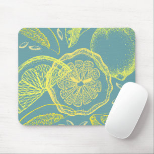Tapis De Souris Résumé de citron en jaune et sarcelle