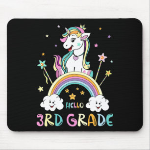 Tapis De Souris Retour À L'École Bonjour 3e Année Rainbow Unicorn