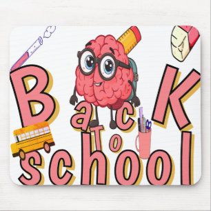 Tapis De Souris Retour À L'École Cartoon Cérébral Mat - Inspirant