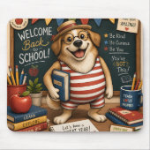 Tapis De Souris Retour à l'école Chien PNG, design de chien d'ense (Devant)