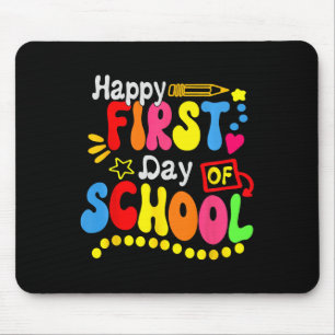 Tapis De Souris Retour À L'École Professeur Étudiant Heureux Premi