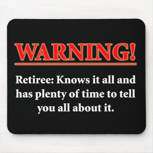 Tapis De Souris Retraité D'AVERTISSEMENT - le sait tout…. (Devant)