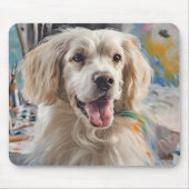 Tapis De Souris Retrieuse Dorée Avec Peinture (Devant)