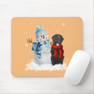 Tapis De Souris Retriever à revêtement plat Chien Noël Snowman Chr