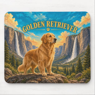 Tapis De Souris Retriever doré, Art vintage de chien de la vallée