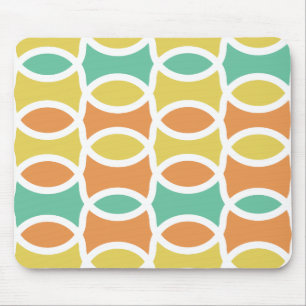 Tapis De Souris Rétro 1960s Cercles Ovals Orange Or Turquoise