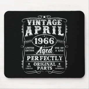 Tapis De Souris Rétro 60 ans avril 1966 vintage 60e anniversaire