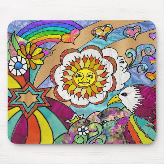 Tapis De Souris Retro 60s Psychedelic Sunshine Aigle Cadeaux (Devant)