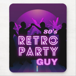 Tapis De Souris Retro 80 s Disco Dance Party Neon Purple Funky