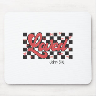 Tapis De Souris Rétro À damiers Varsity Christian Valentines aimé