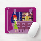 Tapis De Souris Retro Art Romantique Bar Amusant Nightlife Dessin  (Avec souris)
