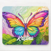 Tapis De Souris Retro Artistic Custom Butterfly Monogram Name (Devant)