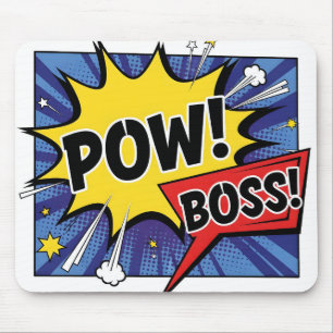 Tapis De Souris Retro Bande Dessinée Pop Art PATRON POW ! Humour d