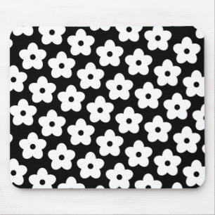 Tapis De Souris Retro Black & White Floral Élégant cadeau botaniqu