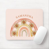 Tapis De Souris Retro Boho Rainbow Name Mousepad (Avec souris)