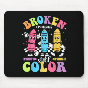Tapis De Souris Retro Broken Crayons Toujours Couleur Santé Mental
