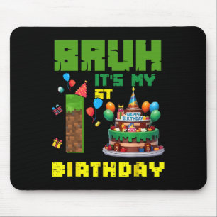 Tapis De Souris Retro Bruh C'est Mon 1er Anniversaire Gâteau Pixel