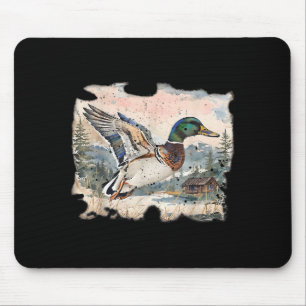 Tapis De Souris Rétro Canard Colvert Drôle Chasse Gibier D'eau Con