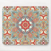 Tapis De Souris Retro Chic Red Teal Pretty Floral Mosaic Pattern (Devant)