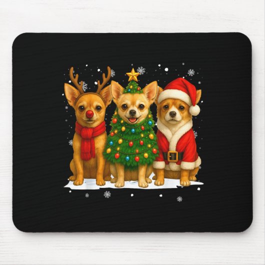 Tapis De Souris Retro Christmas Chihuahua Santa Reindeer Dog Lover (Devant)