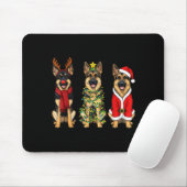 Tapis De Souris Retro Christmas German Shepherd Santa Reindeer Gsd (Avec souris)