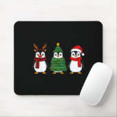 Tapis De Souris Retro Christmas Penguin Santa Reindeer (Avec souris)