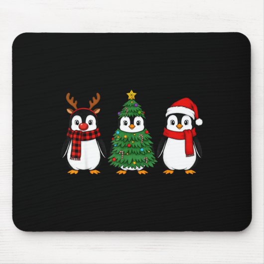 Tapis De Souris Retro Christmas Penguin Santa Reindeer (Devant)