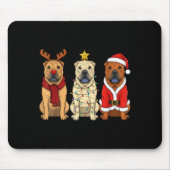 Tapis De Souris Retro Christmas Shar Pei Santa Reindeer Dog Lover (Devant)
