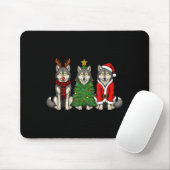 Tapis De Souris Retro Christmas Wolf Santa Reindeer (Avec souris)