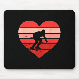 Tapis De Souris Retro cœur ski vintage valentin femmes