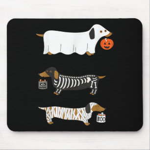 Tapis De Souris Retro Dachshund Halloween Wiener Chien Citrouille