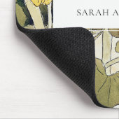 Tapis De Souris Retro Elegant Rustique Jaune Vert Daffodile Floral (Coin)