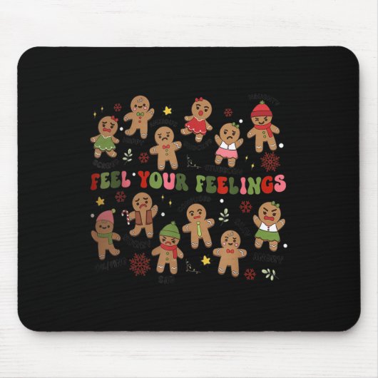 Tapis De Souris Retro Feel Your Feelings Gingerbread Christmas Men (Devant)