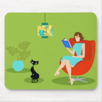 Rétro femme Mousepad de lecture
