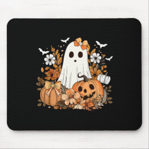 Tapis De Souris Retro Floral Ghost mignon Citrouille Automne Hallo