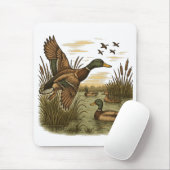 Tapis De Souris Retro-Flying-Mallard-Duck-Hunting (Avec souris)