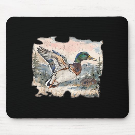 Tapis De Souris Retro Funny Mallard Duck Waterfowl Hunting Cozy Se (Devant)